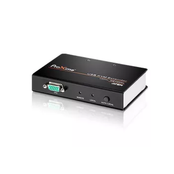 Extensor KVM ATEN USB VGA (150m), transmissor e recetor, com fios, 150 m, Cat5e, 1920 x 1200, 1600 x 1200, 1280 x 1024, preto, cinzento