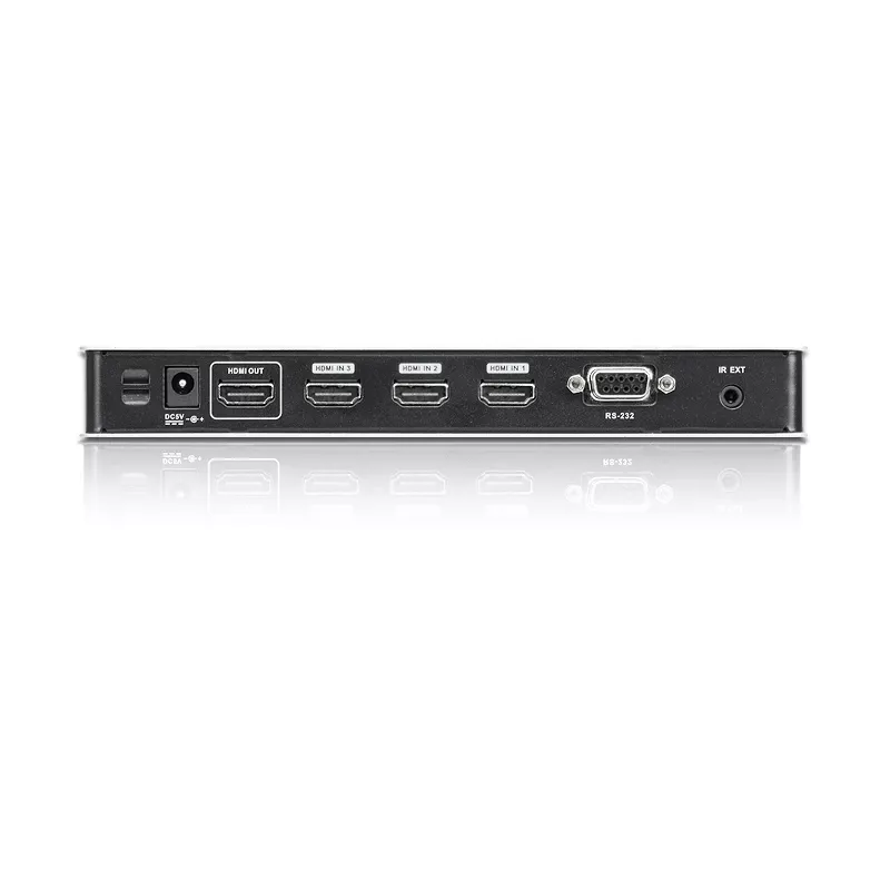 Comutador áudio/vídeo ATEN 4 portas 4K HDMI com comando remoto IR, HDMI, metal, prateado, 60 Hz, 15 m, 3840 x 2160, 4096 x 2160