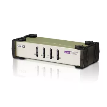 Comutador KVM ATEN 4 portas USB - PS/2 VGA (cabos KVM incluídos), 2048 x 1536 píxeis, QXGA, 0,45 W, preto, cinzento