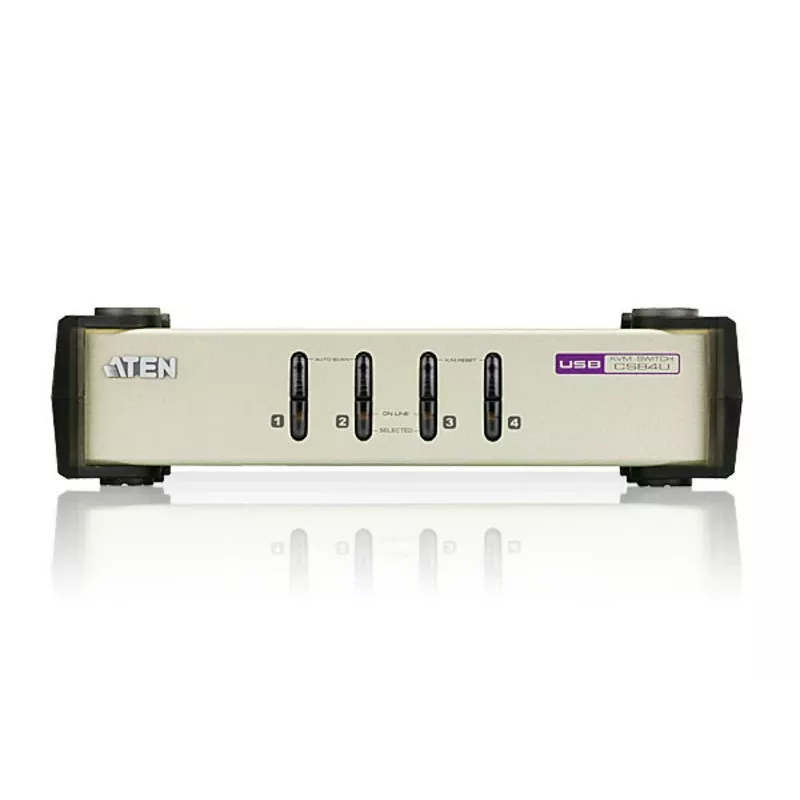 ATEN CubiQ CS84U comutador KVM PS/2-USB VGA de 4 portas, 2048 x 1536 (QXGA), cabos KVM incluídos