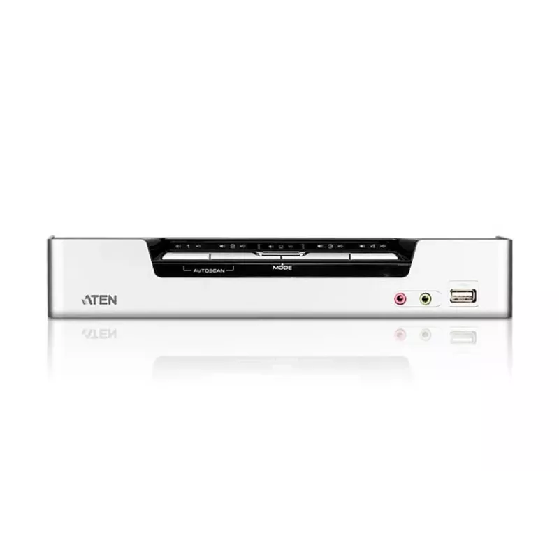 Comutador KVM ATEN 4 portas USB HDMI com áudio e hub USB 2.0 (cabos KVM incluídos)
