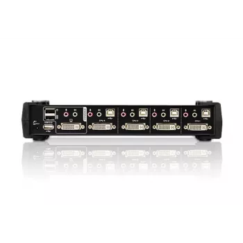 Comutador KVM ATEN 4 portas USB DVI com áudio e hub USB 2.0 (cabos KVM incluídos)