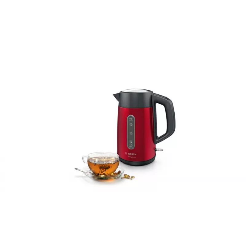 Chaleira elétrica Bosch TWK4P434 — 1,7 L, 2400 W, preto/vermelho
