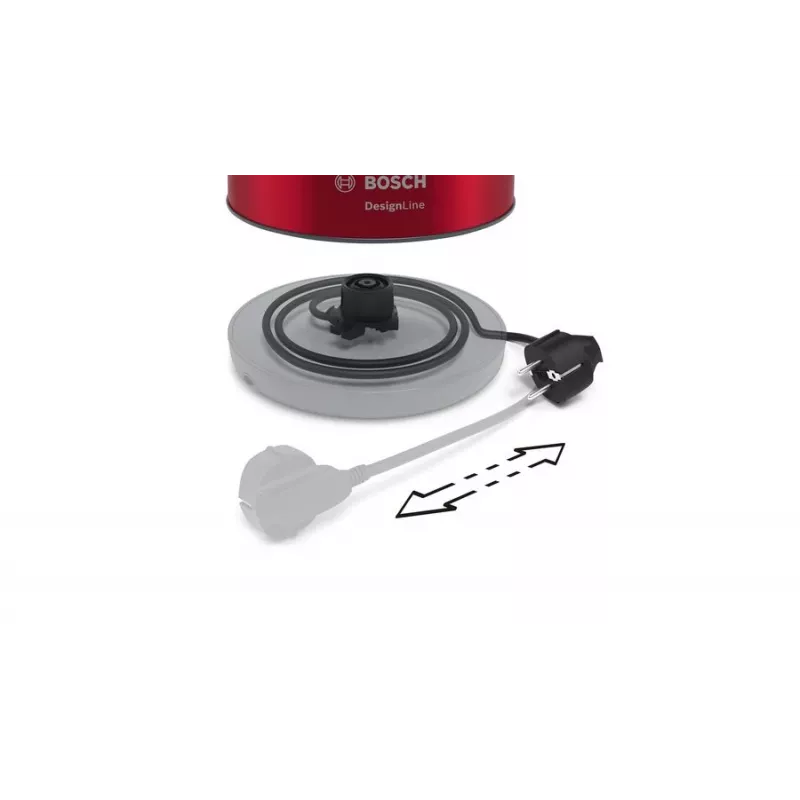 Chaleira elétrica Bosch TWK4P434 — 1,7 L, 2400 W, preto/vermelho