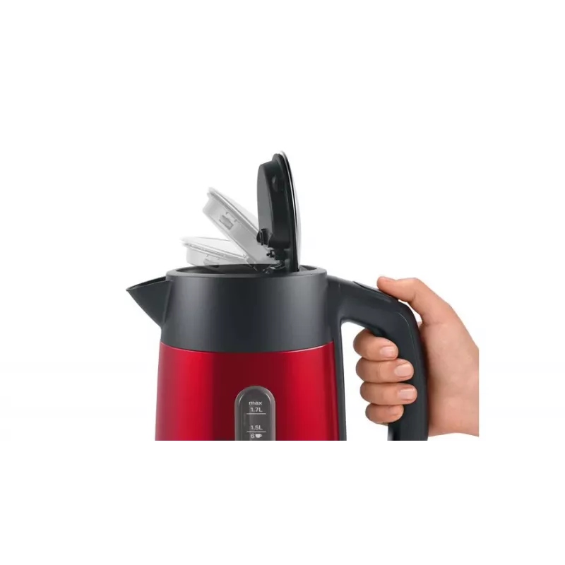 Chaleira elétrica Bosch TWK4P434 — 1,7 L, 2400 W, preto/vermelho