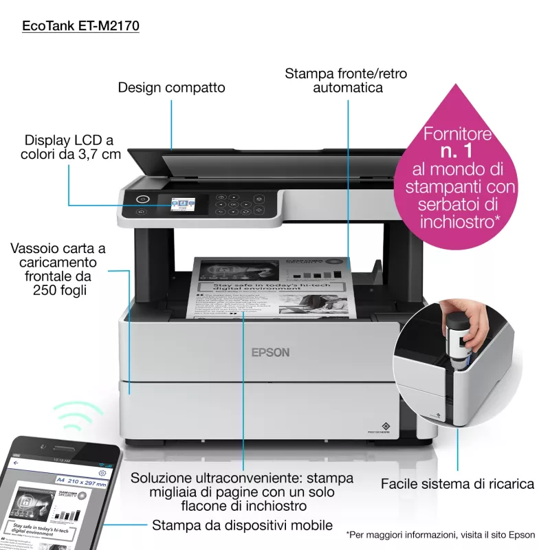 Epson EcoTank M2170 jato de tinta A4 1200 x 2400 DPI 39 ppm Wi-Fi
