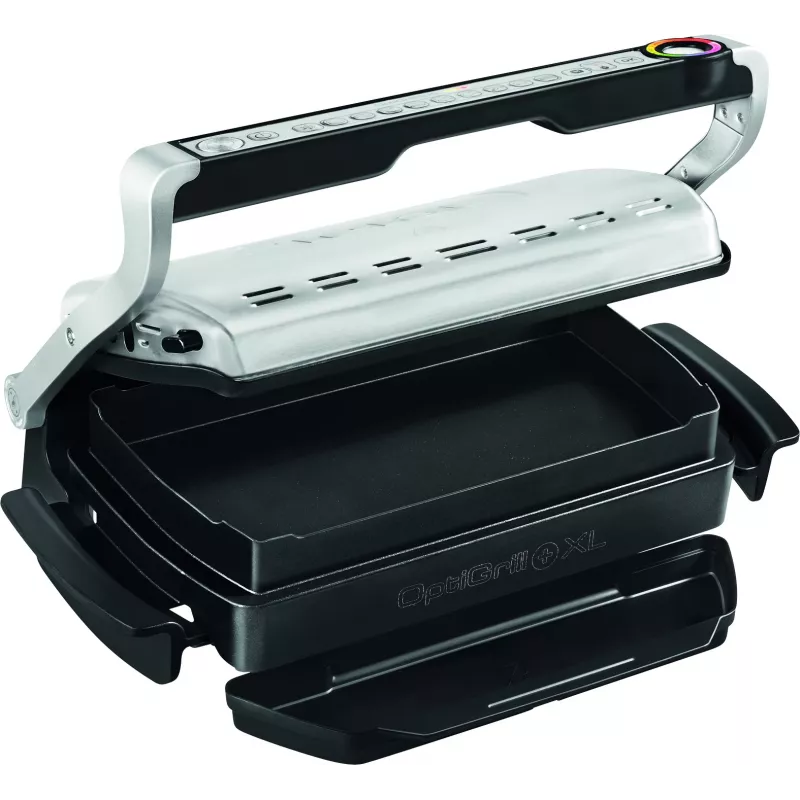 Tefal OptiGrill+ XL GC724D grelhador de contacto, 2000 W, 9 programas, 800 cm², preto/metálico