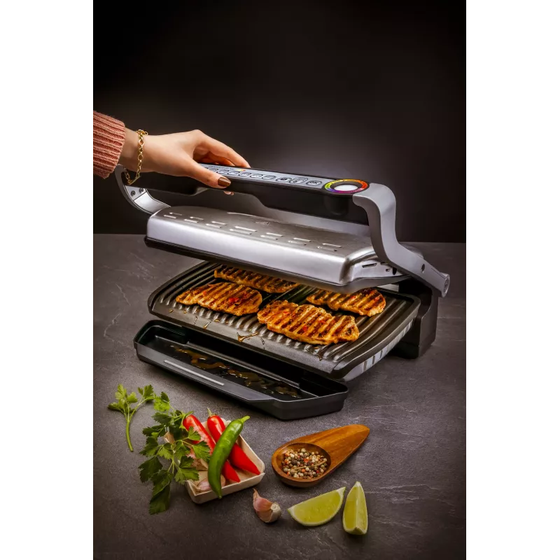 Tefal OptiGrill+ XL GC724D grelhador de contacto, 2000 W, 9 programas, 800 cm², preto/metálico