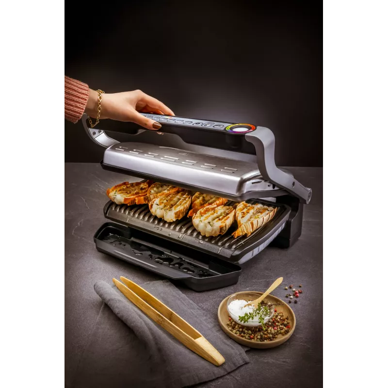 Tefal OptiGrill+ XL GC724D grelhador de contacto, 2000 W, 9 programas, 800 cm², preto/metálico