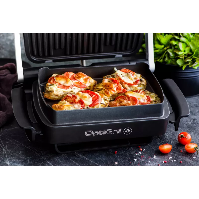 Tefal OptiGrill+ XL GC724D grelhador de contacto, 2000 W, 9 programas, 800 cm², preto/metálico