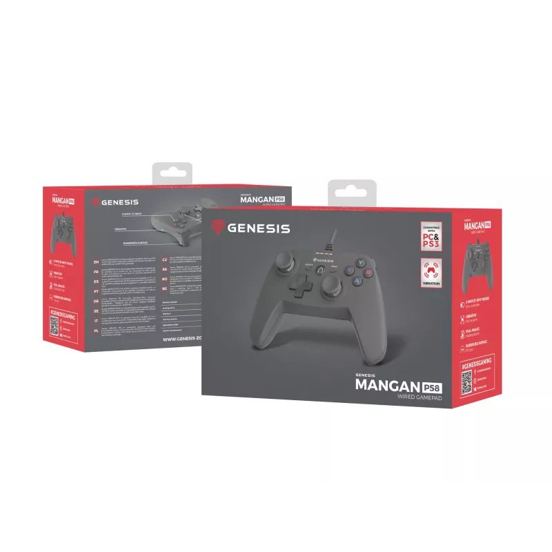 GENESIS P58 preto USB gamepad analógico PC, PlayStation 3