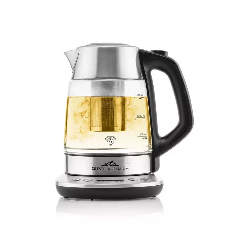 Chaleira elétrica ETA ETA915390000 — 1,5 l, 2200 W, aço inoxidável e vidro transparente, preto