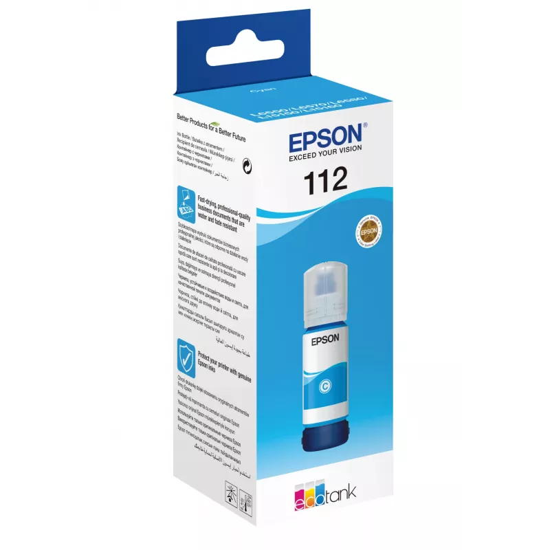 Frasco de tinta Epson 112 EcoTank pigmento ciano