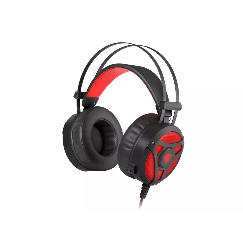 Headset GENESIS Neon 360 headset gaming com fio com arco de cabeça preto, vermelho