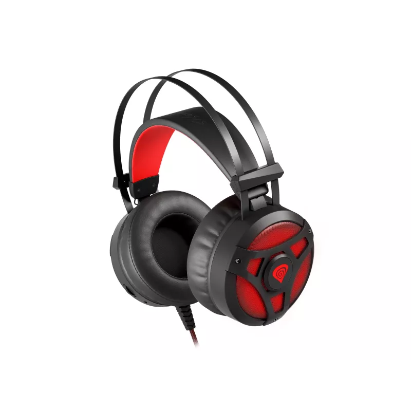 Headset GENESIS Neon 360 headset gaming com fio com arco de cabeça preto, vermelho