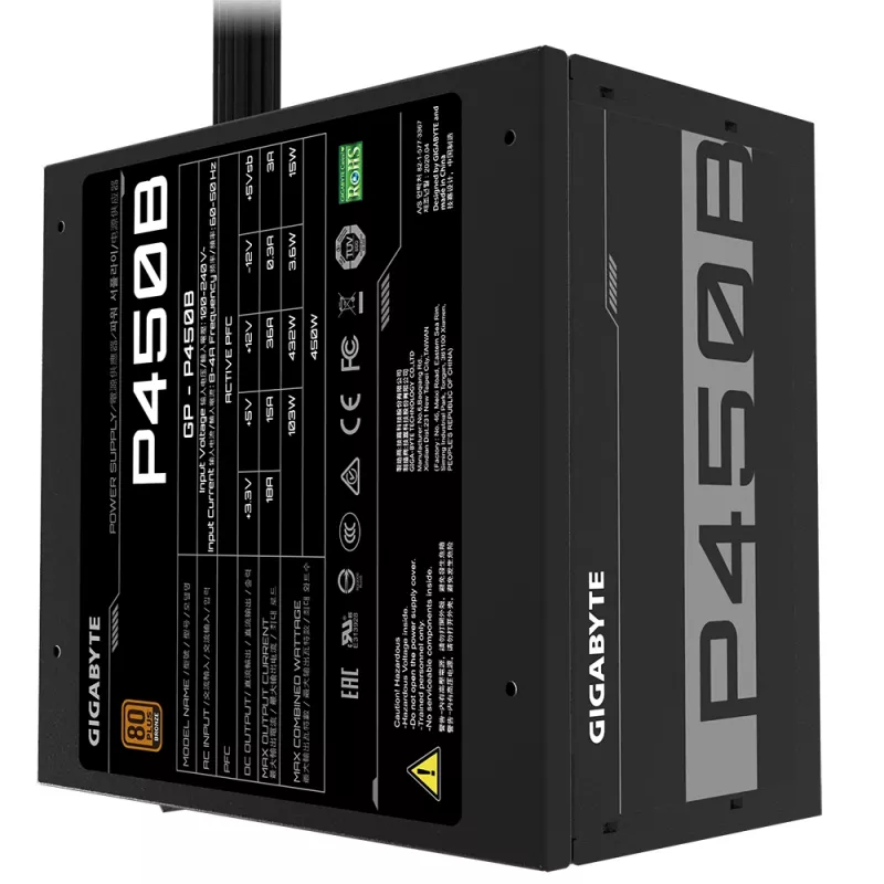 Fonte de alimentação GIGABYTE P450B 450 W 20+4 pin ATX ATX preta