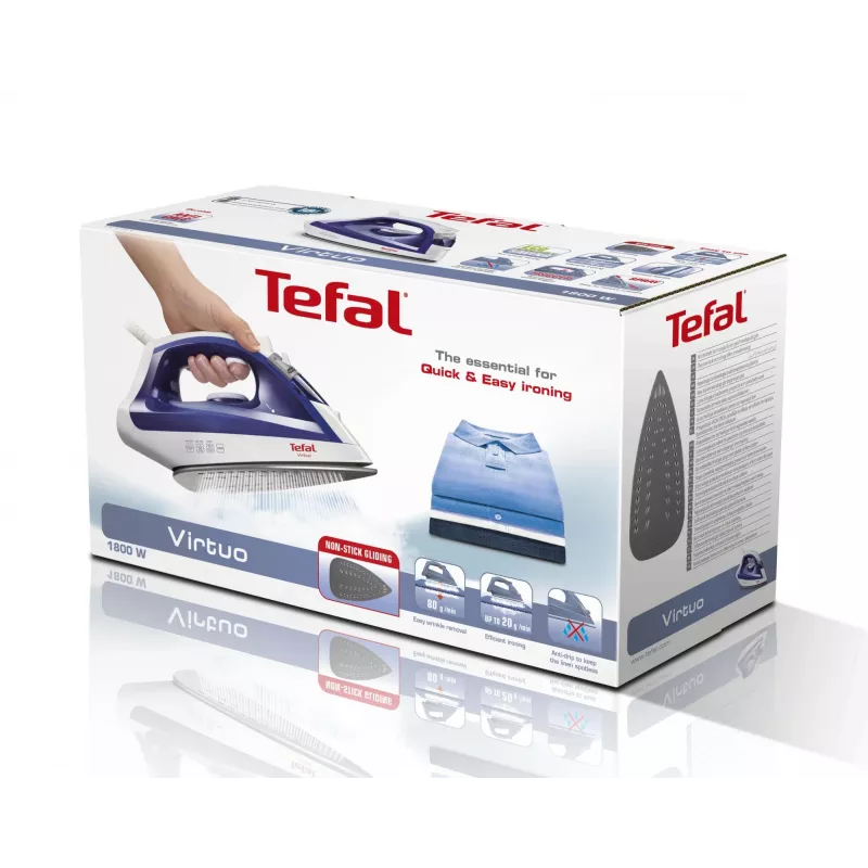 Tefal Virtuo FV1711E0 ferro a vapor, 1800 W, azul/branco