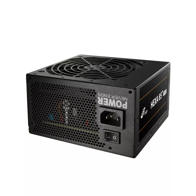 Fonte de alimentação FSP HEXA 85+ PRO 550W ATX ATX2.5 preta, 550 W, 100 - 240 V, 50 - 60 Hz, 7.5 - 3 A, Ativa, 100 W