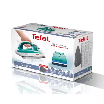 Ferro de engomar a vapor Tefal Virtuo FV1710 — 1800 W, golpe de vapor de 80 g/min, função de vapor vertical, verde/branco