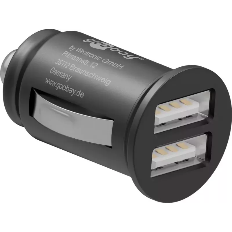 Goobay 58912 carregador de automóvel USB duplo, 2 x USB-A, 3,1 A, preto