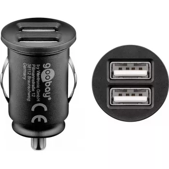 Goobay 58912 carregador de automóvel USB duplo, 2 x USB-A, 3,1 A, preto