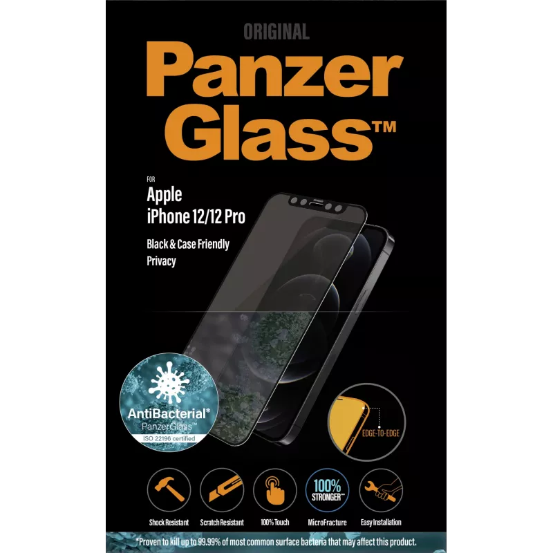 PanzerGlass ® Película de privacidade iPhone 12 | 12 Pro | Edge-to-Edge