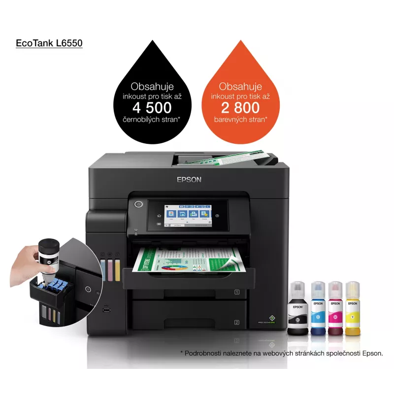 Multifunções Epson EcoTank L6550 Jato de tinta Impressão a cores, 4800x2400 DPI, A4, Wi‑Fi, Ethernet