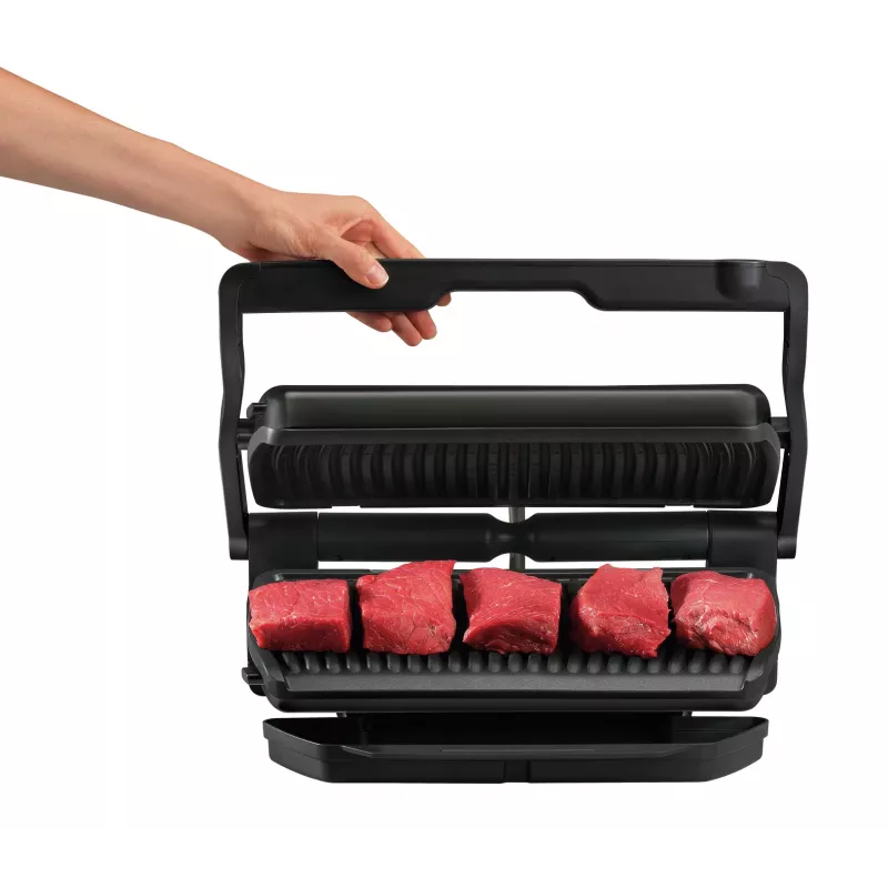 Grelhador de contacto Tefal GC7228 — Grelhador de contacto, superfície de grelhar de 800 cm², termostato ajustável, aço inoxidável preto
