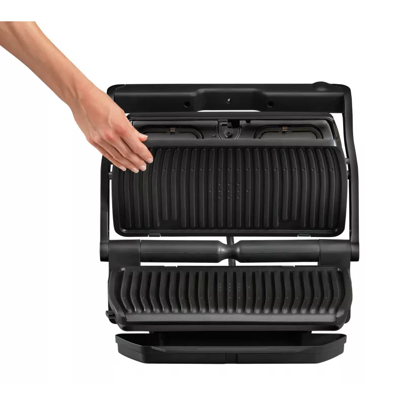 Grelhador de contacto Tefal GC7228 — Grelhador de contacto, superfície de grelhar de 800 cm², termostato ajustável, aço inoxidável preto