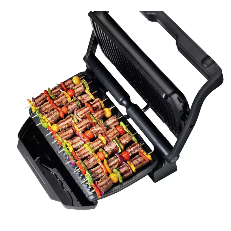 Grelhador de contacto Tefal GC7228 — Grelhador de contacto, superfície de grelhar de 800 cm², termostato ajustável, aço inoxidável preto