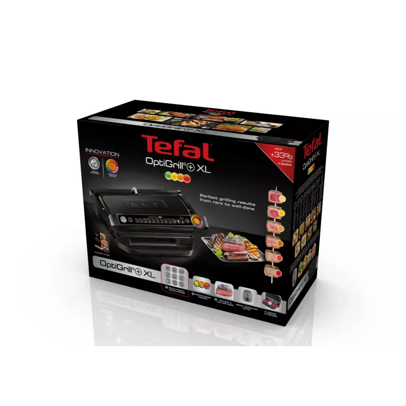 Grelhador de contacto Tefal GC7228 — Grelhador de contacto, superfície de grelhar de 800 cm², termostato ajustável, aço inoxidável preto