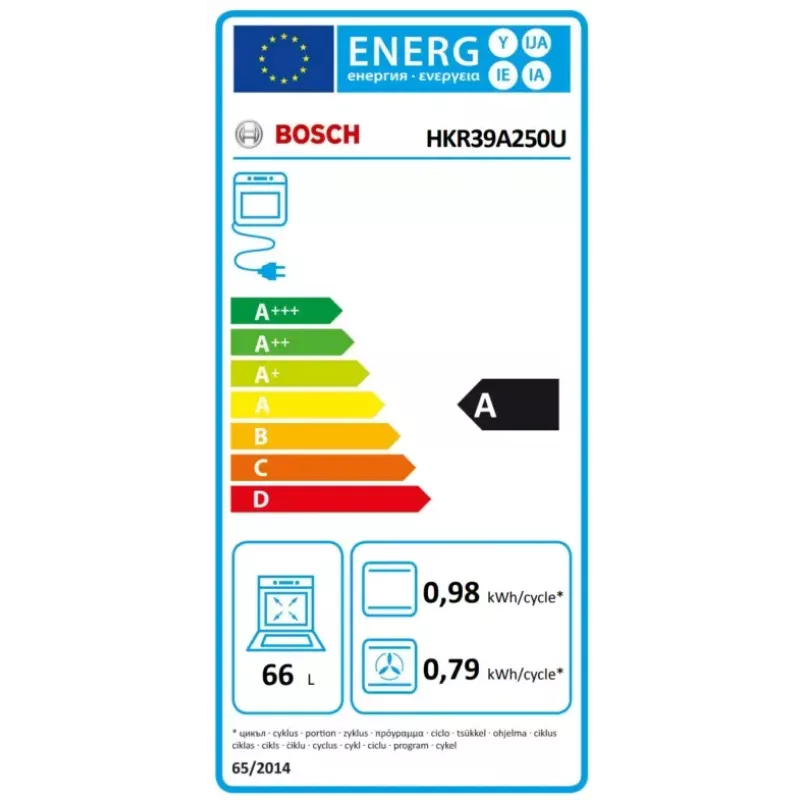 Fogão independente Bosch Serie 4 HKR39A250U, placa vitrocerâmica 4 zonas, forno 66 L, aço inoxidável, 600 mm
