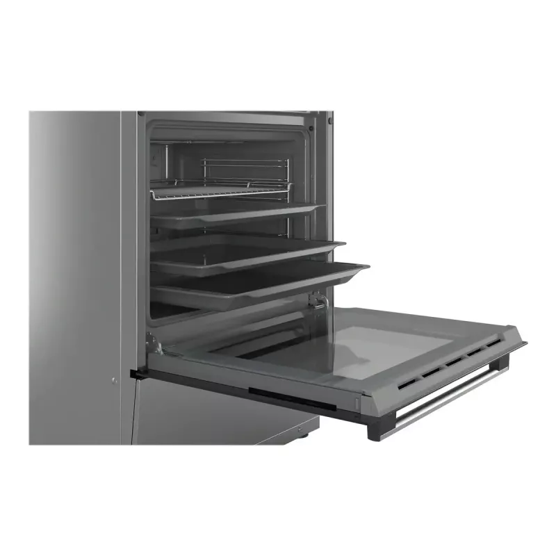 Fogão independente Bosch Serie 4 HKR39A250U, placa vitrocerâmica 4 zonas, forno 66 L, aço inoxidável, 600 mm