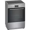 Fogão independente Bosch Serie 4 HKR39A250U, placa vitrocerâmica 4 zonas, forno 66 L, aço inoxidável, 600 mm