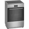 Fogão independente Bosch Serie 4 HKR39A250U, placa vitrocerâmica 4 zonas, forno 66 L, aço inoxidável, 600 mm