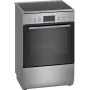 Fogão independente Bosch Serie 4 HKR39A250U, placa vitrocerâmica 4 zonas, forno 66 L, aço inoxidável, 600 mm