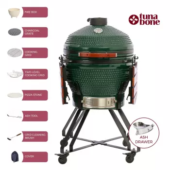 Grelhador kamado cerâmico TARGUS TBG24GREEN-02 — grelhador a carvão verde de 24 polegadas