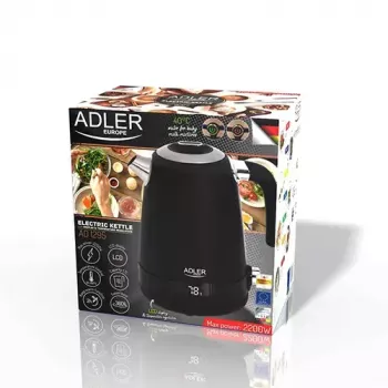 Chaleira elétrica Adler 1 L 2200 W preto aço inoxidável