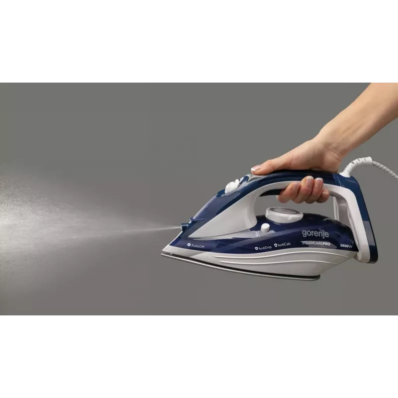 Ferro de engomar a vapor Gorenje SIH2600BLC base cerâmica 2600 W azul