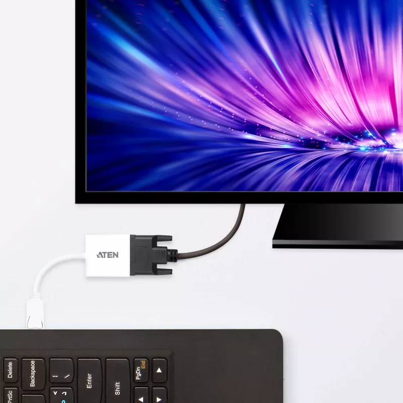 Conversor ATEN DisplayPort para DVI, PC: até UXGA / HDTV: até 1080i,1080p
