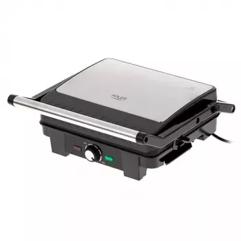Grelhador de contacto Adler AD 3051 — aço inoxidável, 2200–2800 W, superfície de grelhador 1392 cm², temperatura regulável, placas antiaderentes