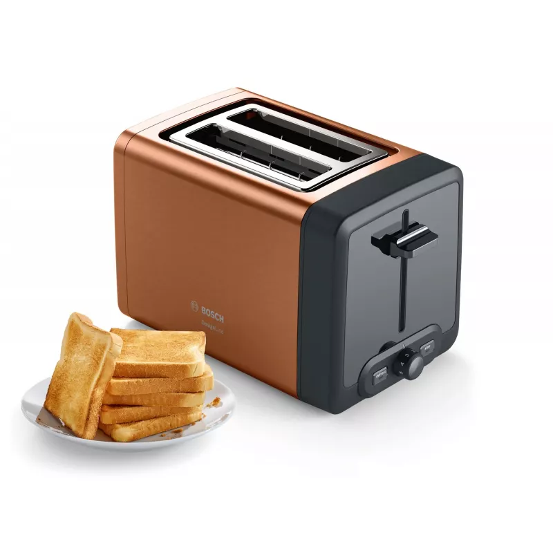 Torradeira Bosch TAT4P429 2 fatias 970 W preto/castanho, compacta em aço inoxidável