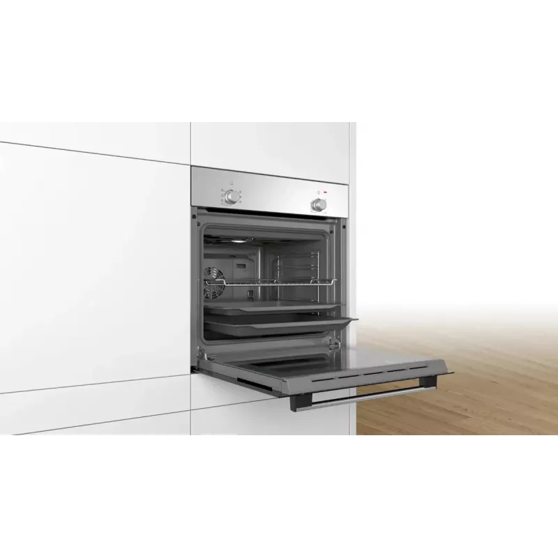 Forno de encastrar Bosch Serie 2 HBF010BR1S elétrico, 66 l, aço inoxidável, botões rotativos