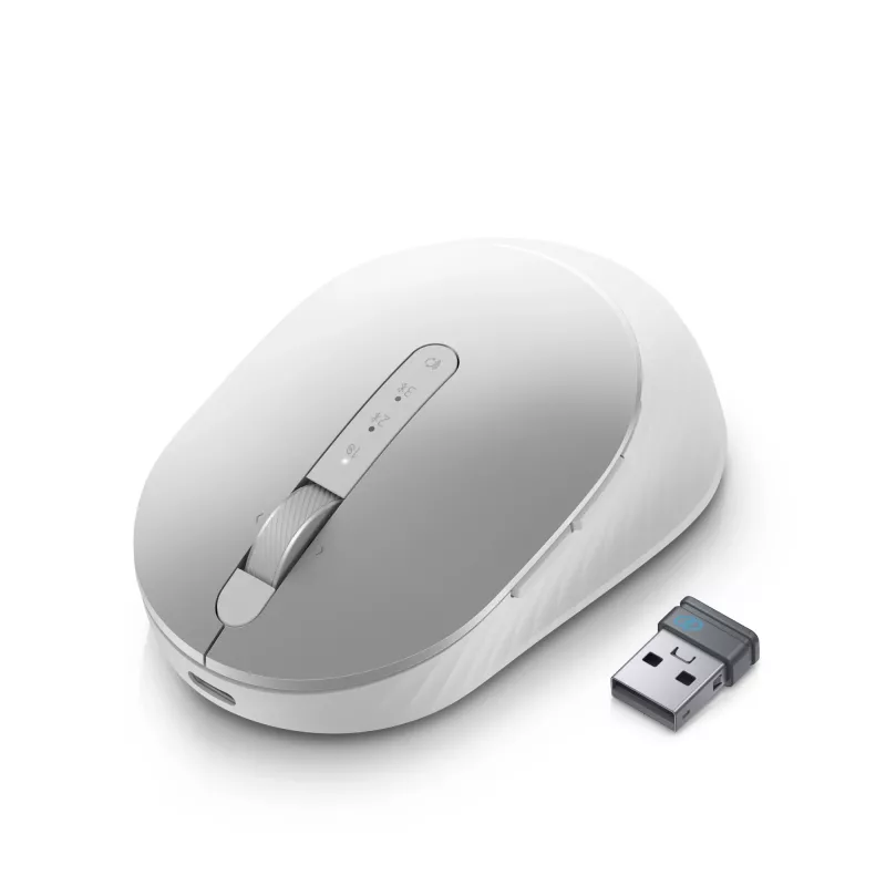 Rato DELL Pro Premium Compact – MS7421W – prateado platina, ambidestro, ótico, RF Wireless + Bluetooth, 1600 DPI, platina, prateado (embalagem aberta)