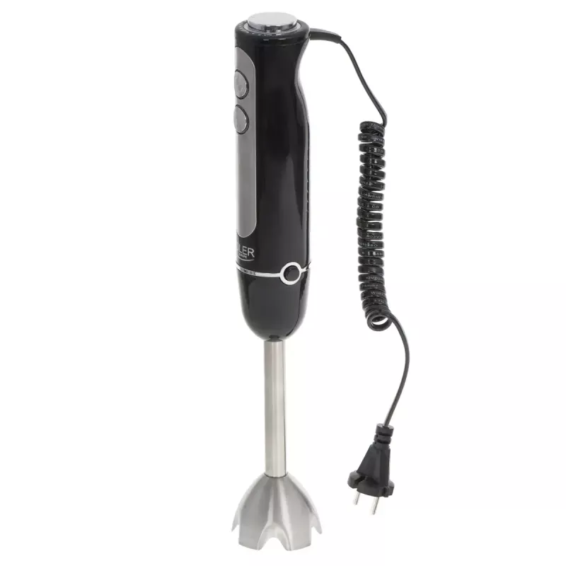Misturadora de varinha Adler AD 4625B — misturadora manual, 1500 W máx., 850 W potência nominal, 5 velocidades, controlo mecânico, turbo, lâmina de aço inoxidável, preto