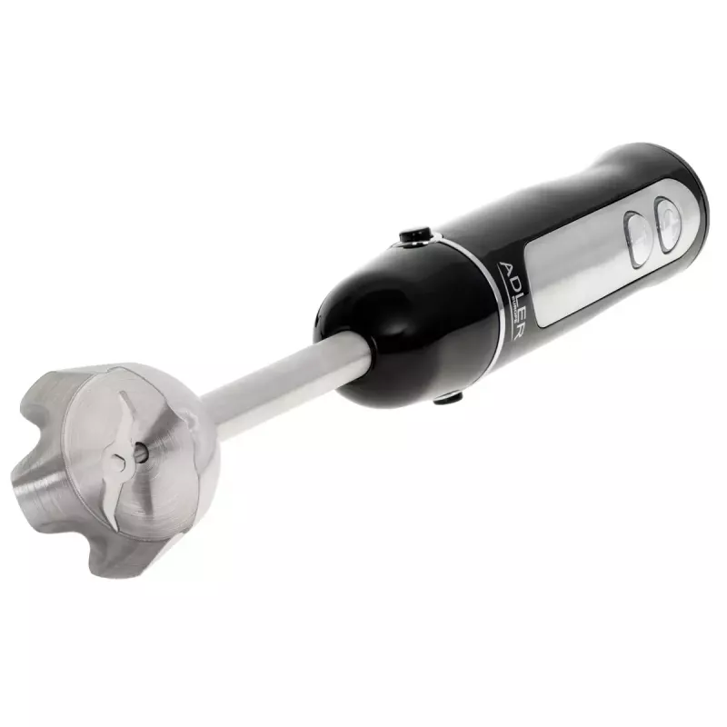 Misturadora de varinha Adler AD 4625B — misturadora manual, 1500 W máx., 850 W potência nominal, 5 velocidades, controlo mecânico, turbo, lâmina de aço inoxidável, preto