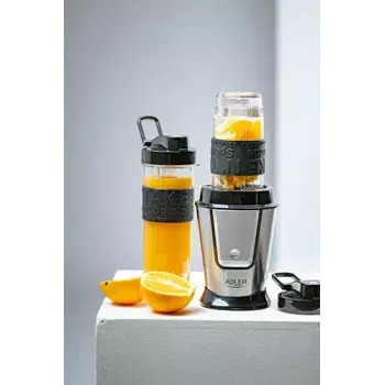 Misturadora desportiva Adler AD 4081 — misturadora pessoal portátil, 800 W de pico, copo de 0,57 l, lâminas de aço inoxidável, 2 garrafas