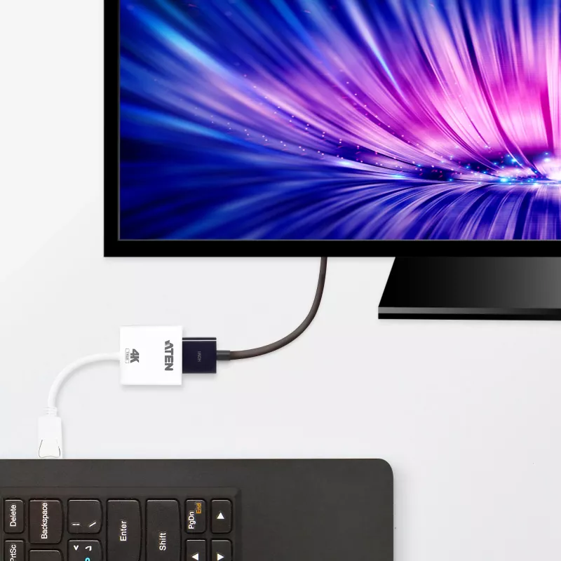 Adaptador ativo DisplayPort para HDMI ATEN True 4K, 4096 x 2160 píxeis, 60 Hz, branco, conversor de vídeo ativo, 0 - 50 °C, -20 - 60 °C