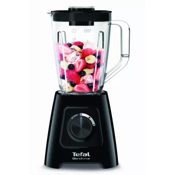 Misturadora de bancada Tefal BL4208 — 600 W, recipiente de plástico de 1,25 l, 2 velocidades, trituração de gelo, preta