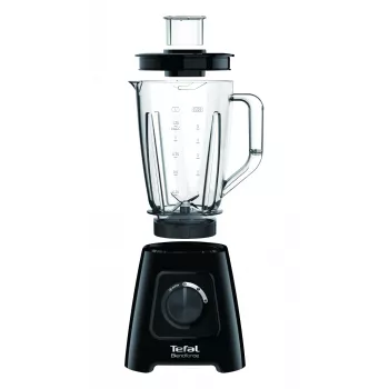 Misturadora de bancada Tefal BL4208 — 600 W, recipiente de plástico de 1,25 l, 2 velocidades, trituração de gelo, preta